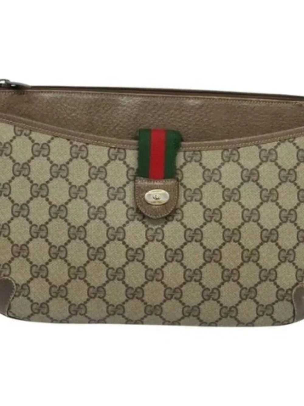 GUCCI GG Supreme Web Sherry Line Bag PVC Beige Gold 904 02 026 Auth ki5611 - Picture 12 of 16